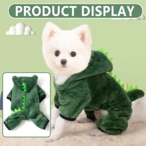 Autumn and Winter Dinosaur Clothing Cotton Pet Pullover, Animal Theme Puppy and Kitten Clothing, Cute and Soft Pet Clothing Suitable for Small Cats and Dogs